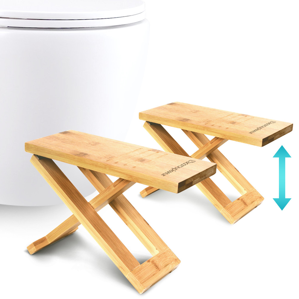 Tabouret De Toilette En Bois Pliable - Marchepied Pour Position Accroupie - Adulte Noir 40x22x18 Cm